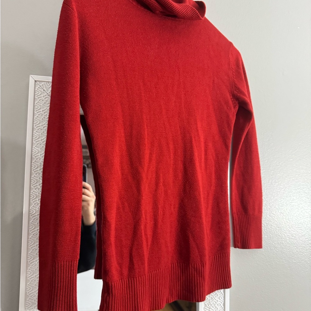 BCBGMaxAzria Red Cowl Turtleneck Sweater